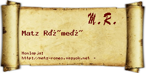 Matz Rómeó névjegykártya